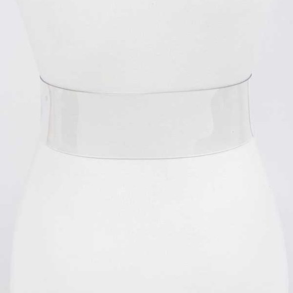 BNWT Plus Size Crystal Square Buckle Cleared Transparent Fashion Belt - Picture 3 of 5